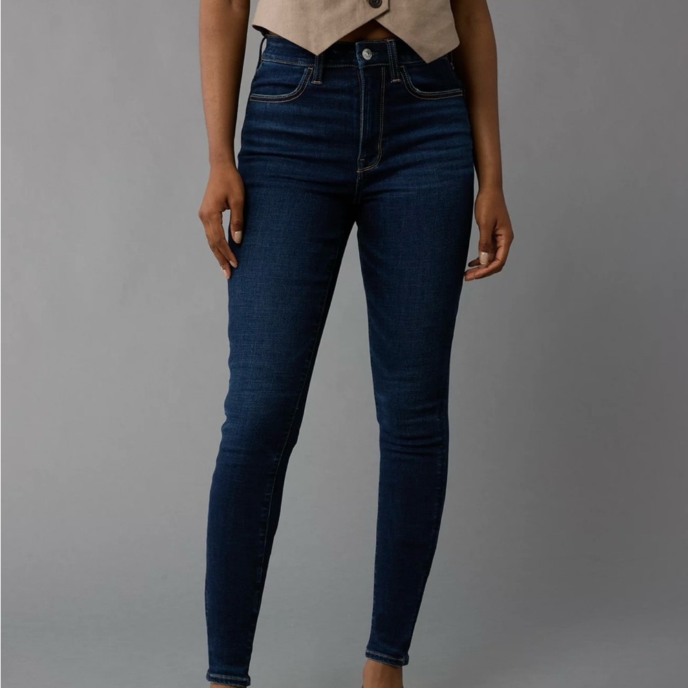 American Eagle Outfitters Blue Skinny Jeans High-Rise Stretch